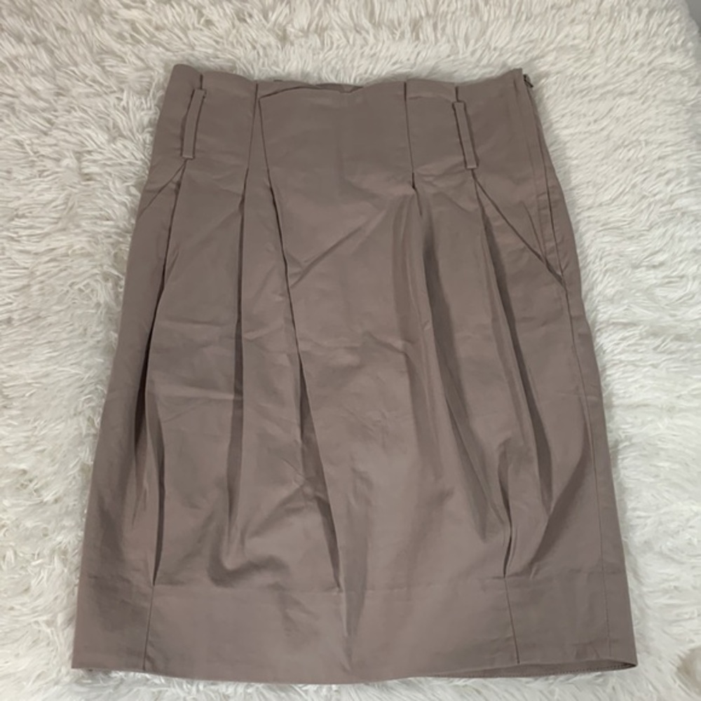 Wilfred Taupe Pleated Pencil Mini Skirt